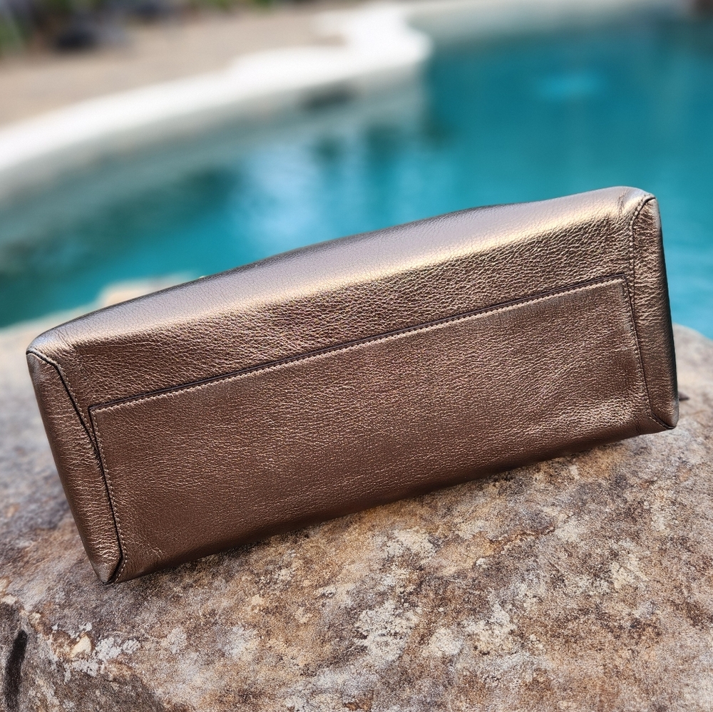 NWT Coach The Borough Bag In Metallic Leather - Picture 3 of 11